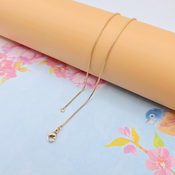 "Minimal Rose Gold Box Chain Necklace for Women, 19.7 Inch Length, XPNL0089 - Picture 9 of 12